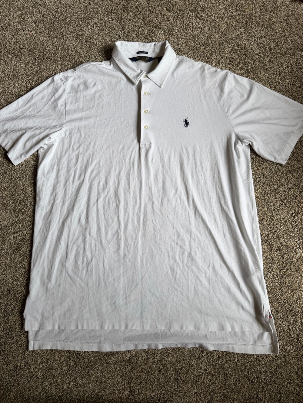 Polo Golf by Ralph Lauren White Stretch Lisle Polo Shirt Size XL Cotton EUC